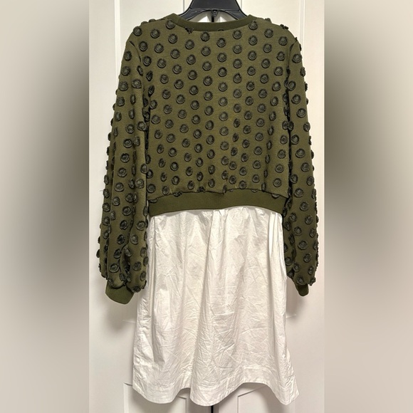 EUC [Pearl by Lela Rose] Poplin Embroidered Sweater Layer Combo Dress Women’s S - Picture 10 of 15